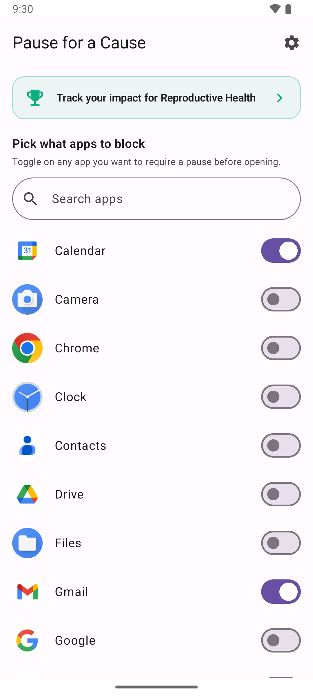 Blocklist with cause banner showing impact